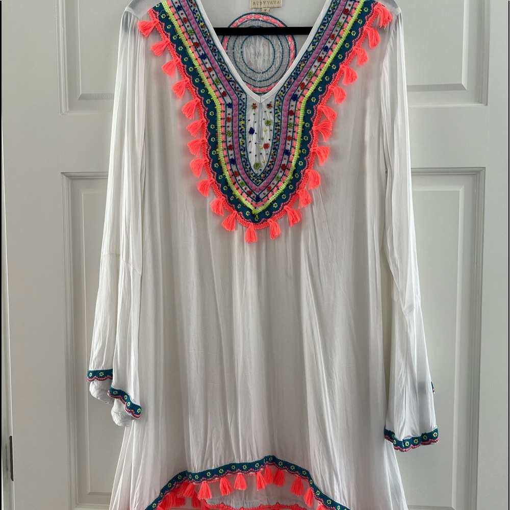 RUBYYAYA Embroidered Swim Coverup Size M